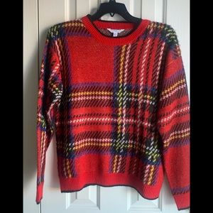 Time and Tru Red Plaid Sweater size L